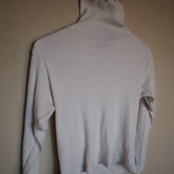 White Long Sleeve Turtleneck With Ruffles - Picture 5 of 6